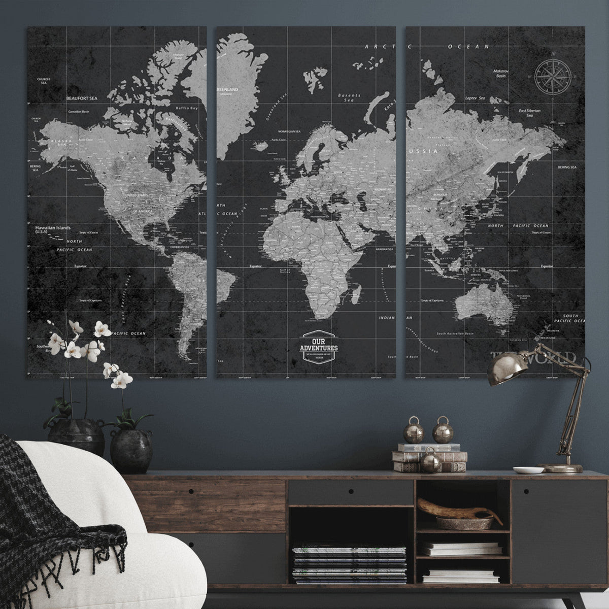 World Map Canvas Print – Detailed Map of the World Wall Art
