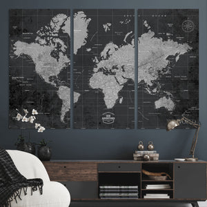 World Map Canvas Print – Detailed Map of the World Wall Art