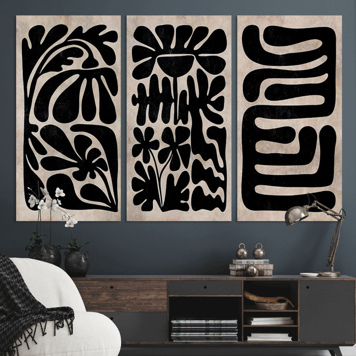 Canvas Print Wall Art Abstract Art Boho, Framed Boho Art