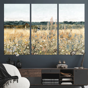 Wildflower Field Wall Art Canvas | Nature-Inspired Landscape