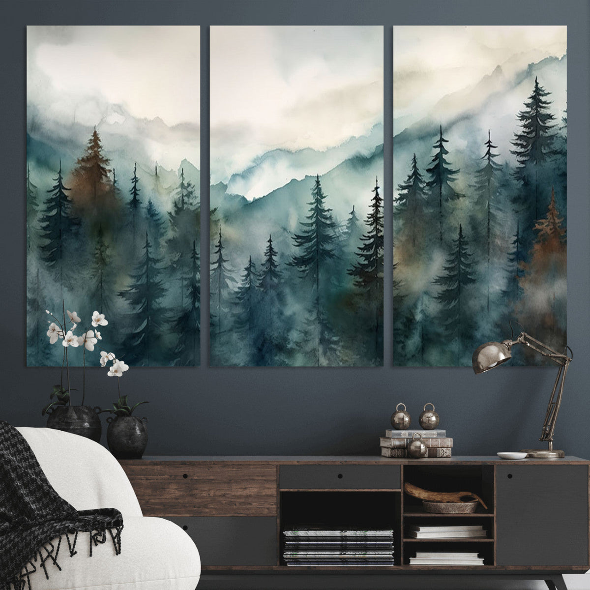 Serenity Forest Wall Art Canvas | Foggy Mountain Landscape
