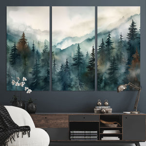 Serenity Forest Wall Art Canvas | Foggy Mountain Landscape