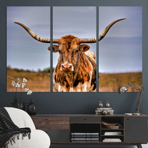 Texas Longhorn Wall Art Print, Framed Longhorn Cow Wall Art