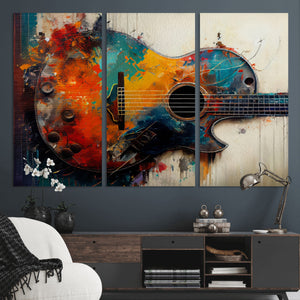 Abstract Guitar Wall Art Canvas | Vibrant Music-Inspired Art