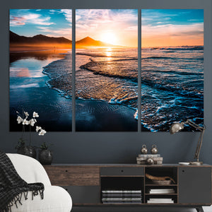 Sunset Beach Ocean Canvas Wall Art – Tranquil Ocean