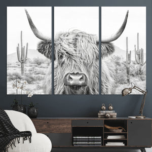 Rustic Charm | Cow Longhorn Black White Bighorn Wall Art