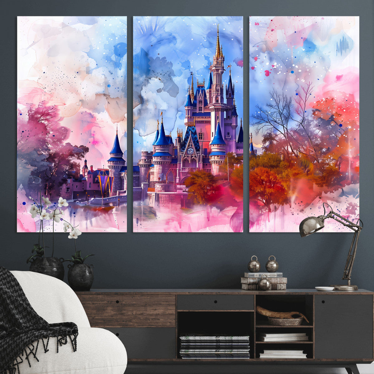 Disney Wall Art: Dreamy Watercolor Cinderella Castle Canvas