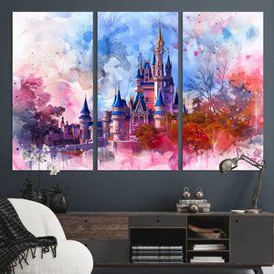 Disney Wall Art: Dreamy Watercolor Cinderella Castle Canvas