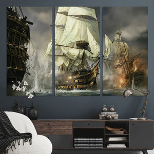 Pirate Ship War Wall Art Canvas Print