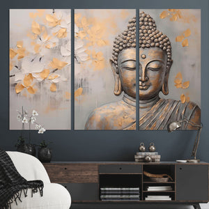 Abstract Buddha Statue Wall Art Canvas Print - Modern