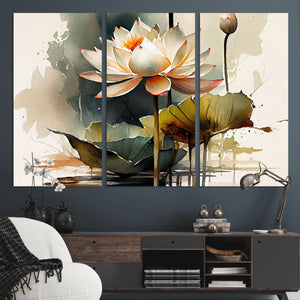 Lotus Flower Watercolor Canvas Print – A Symbol of Serenity