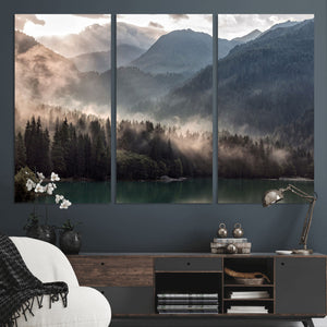 Foggy Mountain Canvas Print Forest Wall Art