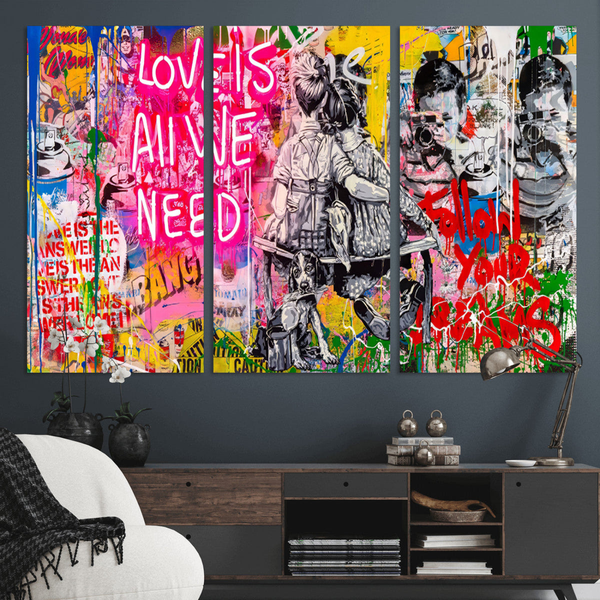Follow Your Dreams & Love is All We Need Graffiti Street Art