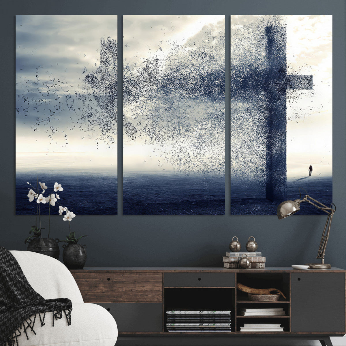 Jesus and the Fading Cross Wall Art Print – Symbol of Faith,