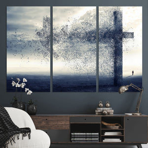 Jesus and the Fading Cross Wall Art Print – Symbol of Faith,