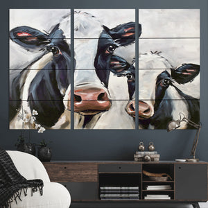 Vintage Baby and Mom Cattle Wall Art Canvas Print