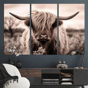Scottish Cow Longhorn Wall Art Canvas Print