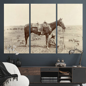 Cowboy Wall Art - Western Horse Canvas Print - Vintage