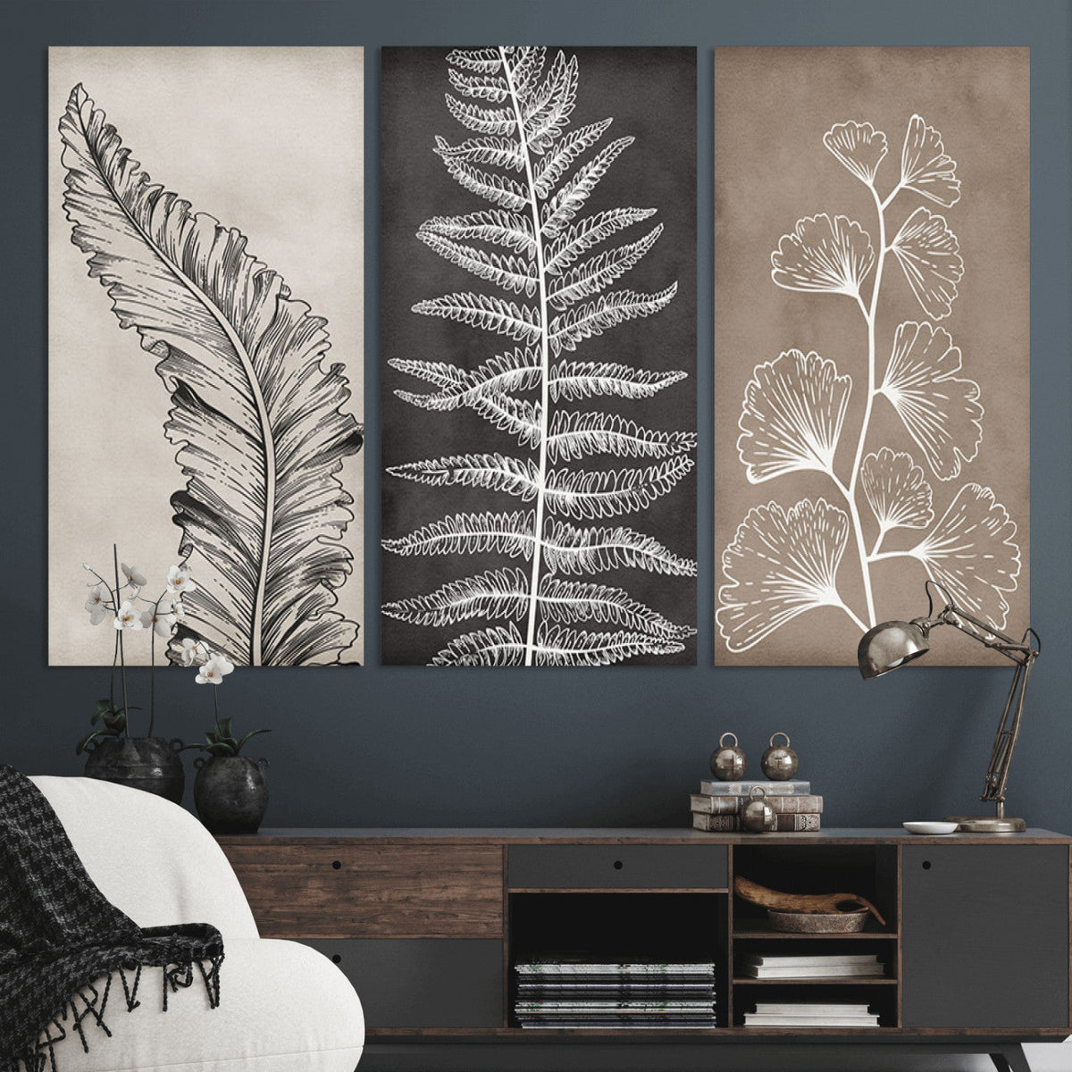 Minimalist Botanical Wall Art Canvas Print, Framed and Ready