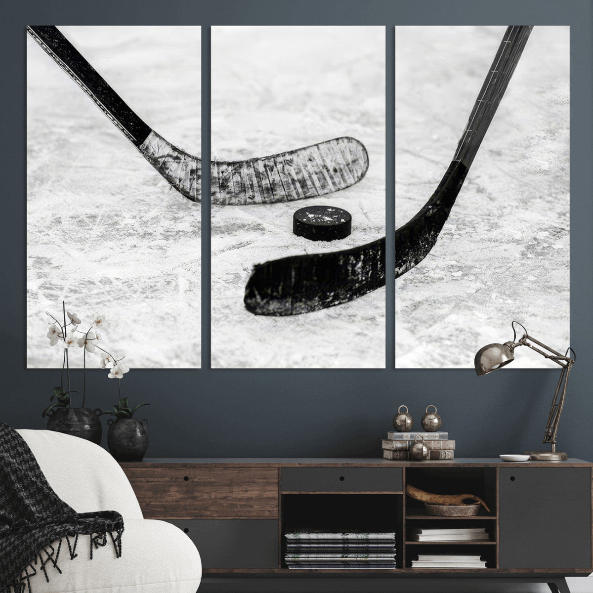 Winter Ice Hockey Sport Canvas Wall Art Print - Hockey Wall