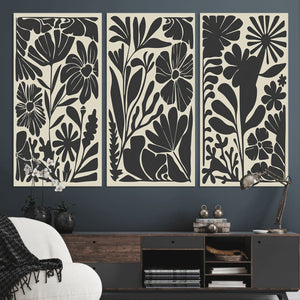 Modern Botanical Wall Art - Floral Black and White Canvas