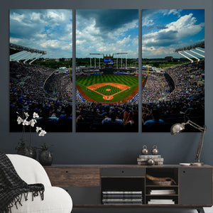 3-Panel Kauffman Stadium Wall Art Print | Large Kansas City