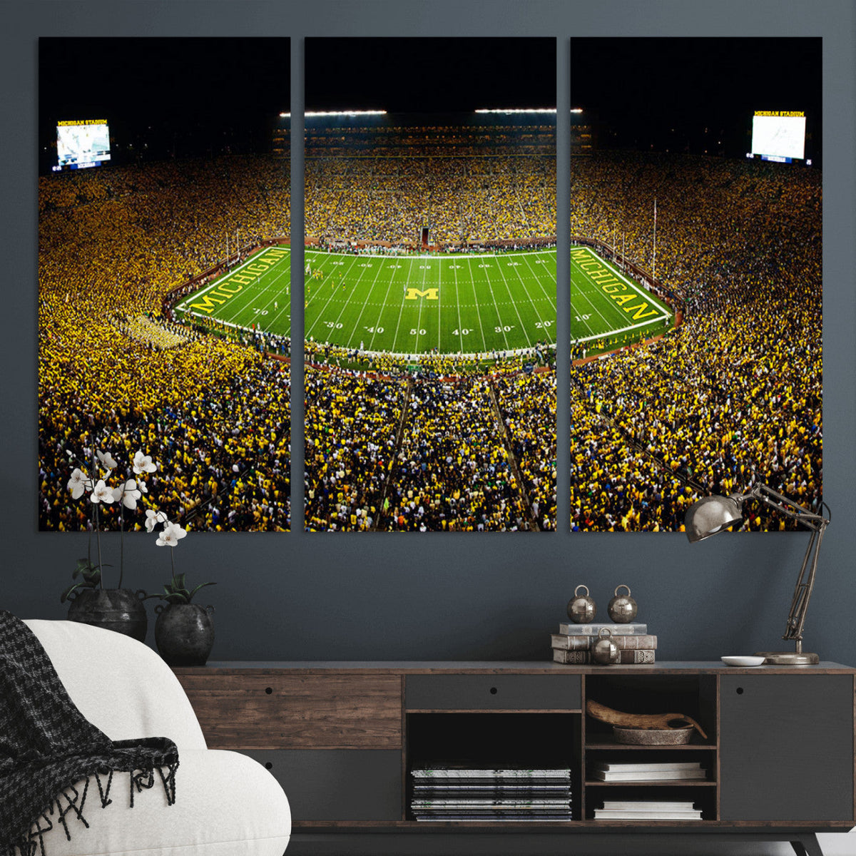 Stadium in Michigan Wall Art Canvas Print, Framed American