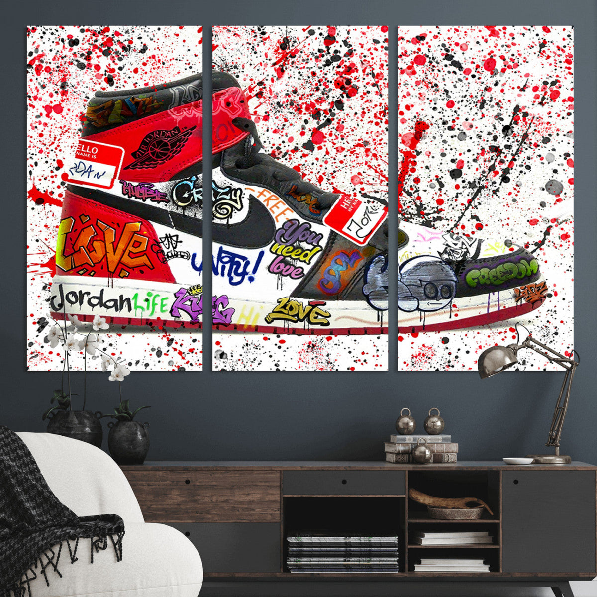 Jordan Shoes Graffiti Wall Art Canvas Print- Jordan Graffiti