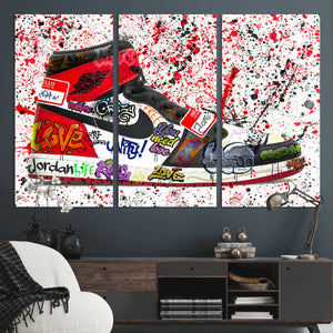 Jordan Shoes Graffiti Wall Art Canvas Print- Jordan Graffiti