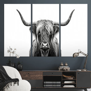 Highland Wall Art Canvas Print – Minimalist Black and White