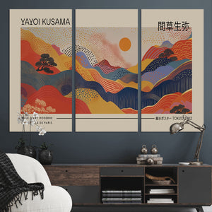 Yayoi Kusama Landscape Canvas Print, Vibrant Floral Mountain