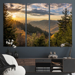 Sunrise Over the Smoky Mountains Canvas Wall Art –
