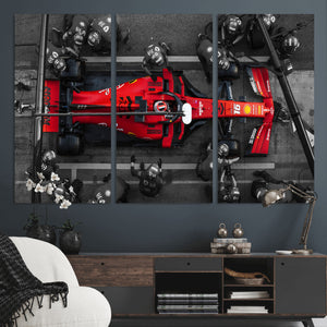 Ferrari Pit Stop Canvas Wall Art – Precision and Speed