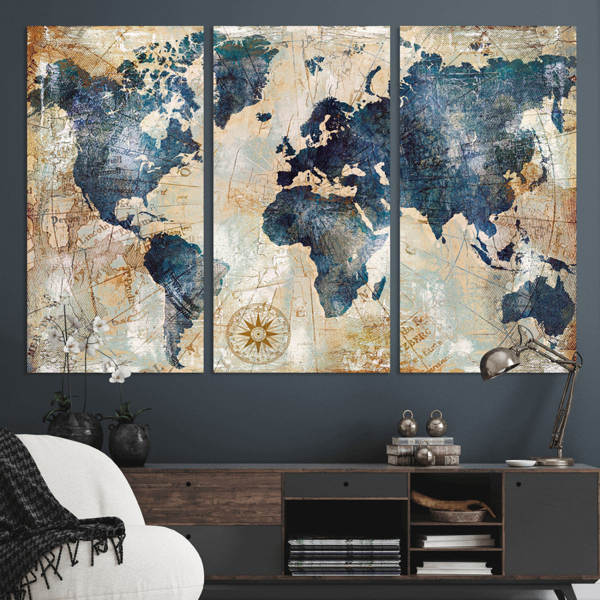 World Map Canvas Print – Framed Wall Art for Couples,