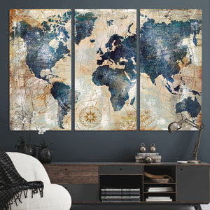 World Map Canvas Print – Framed Wall Art for Couples,