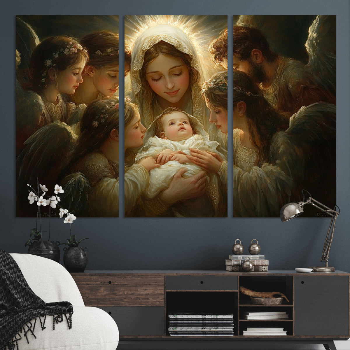 Mary Jesus Canvas Wall Art Print - Madonna and Child with
