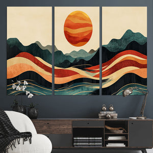 Mountain Triptych Wall Art Canvas Print – Western Nature