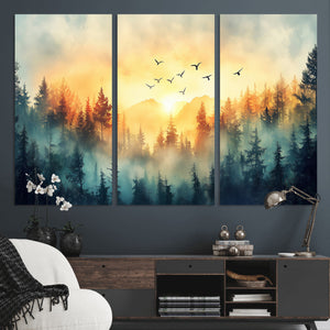 Abstract Forest Wall Art Print- Serene Nature Canvas Print