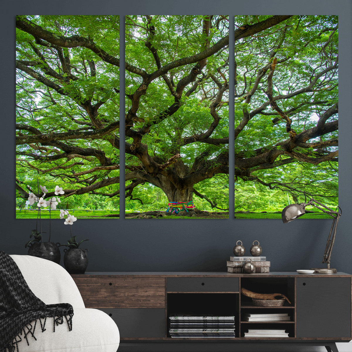 Oak Tree Wall Art Print, Forest Canvas Wall Art for Home and