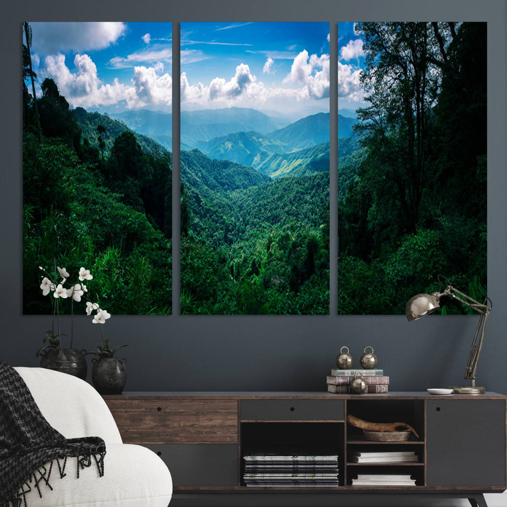 Tropical Jungle Wall Art Canvas Print – Framed Lush Valley