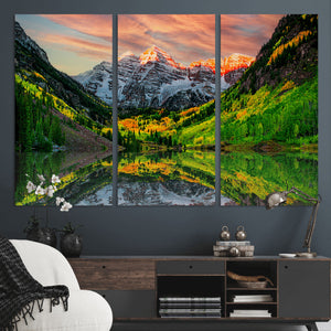 Maroon Bells Lake Wall Art Canvas Print – Framed Majestic