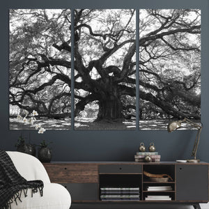Ancient Oak Wall Art Canvas Print, Majestic Twisted Branches
