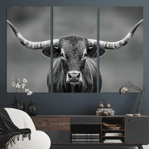 Texas Longhorn Wall Art Canvas Print – Framed Western Bull