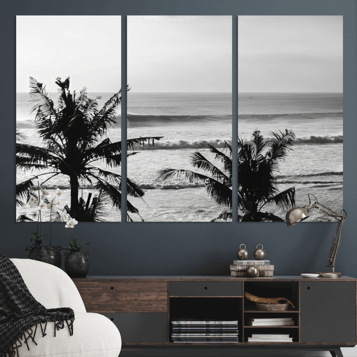 Tropical Coastline Wall Art Canvas Print – Framed Palm Trees