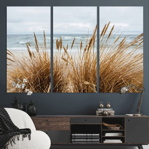 Beach Grass Wall Art Canvas Print – Framed Coastal Dunes Art