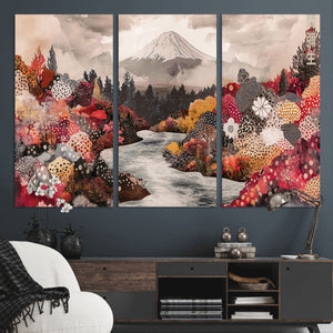 Mountain Wall Art Canvas Print – Framed Autumn Forest