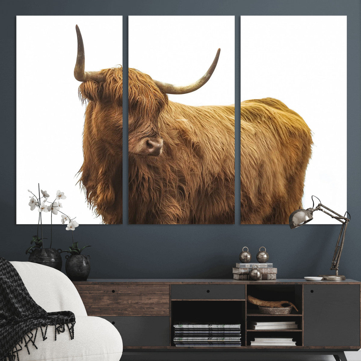 Highland Cow Wall Art Canvas Print – Framed Farmhouse Rustic