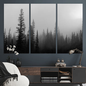 Misty Pines Wall Art Canvas Print – Framed Woodland