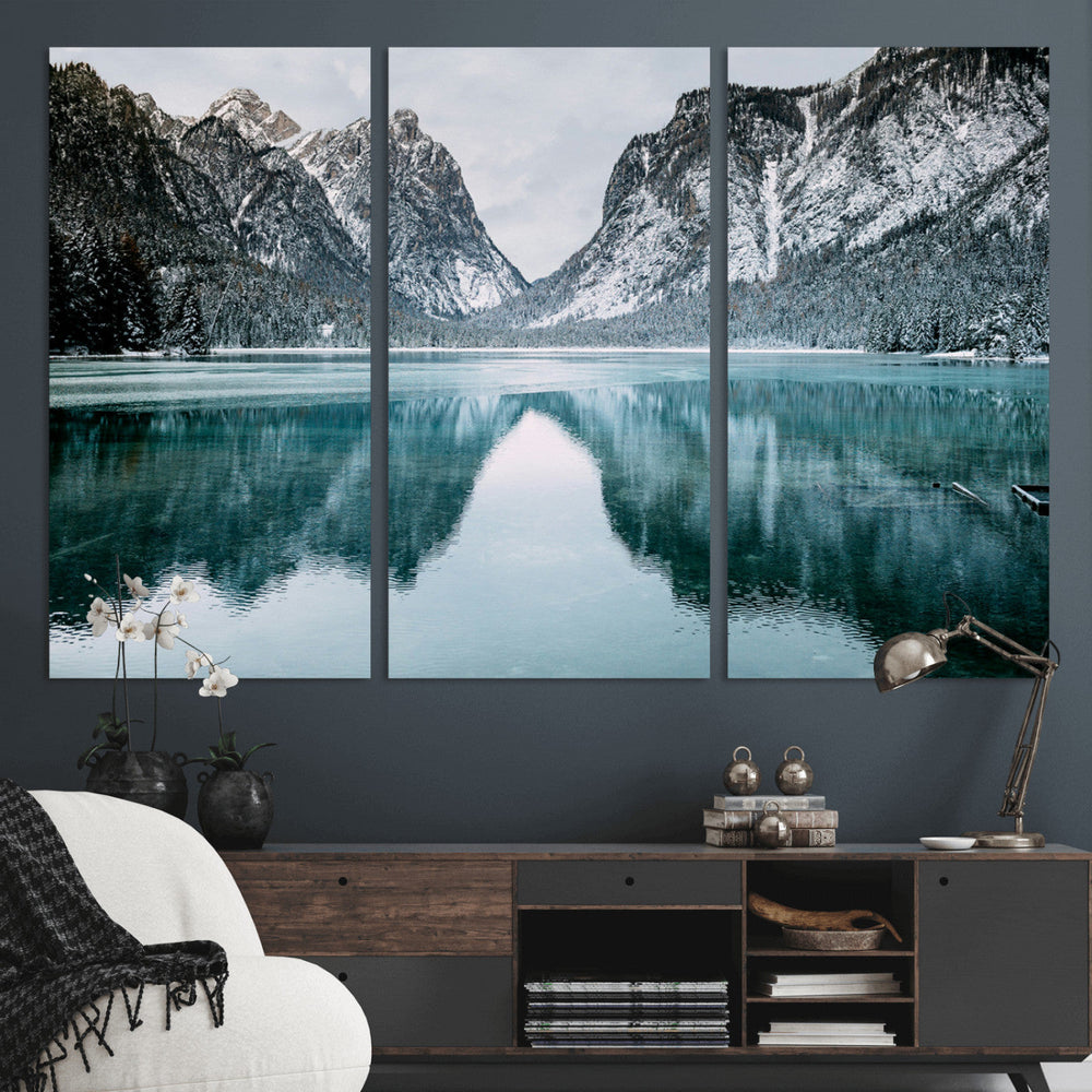 Mountain Lake Wall Art Canvas Print – Framed Toblacher See