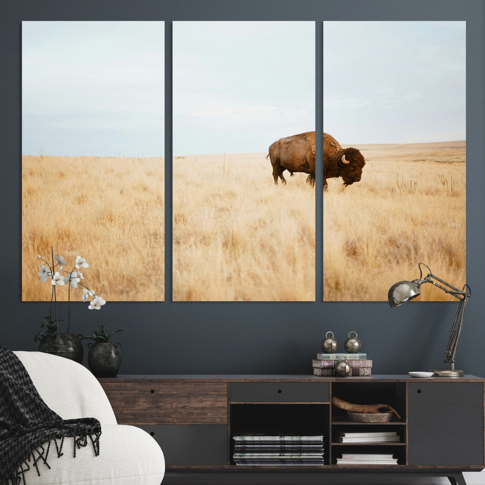Buffalo Wall Art Canvas Print – Framed Western Wildlife